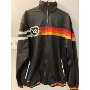 Vintage Y2K Rocawear Zip Up Jacket Sweater M Or Lg. Black & Rainbow.
